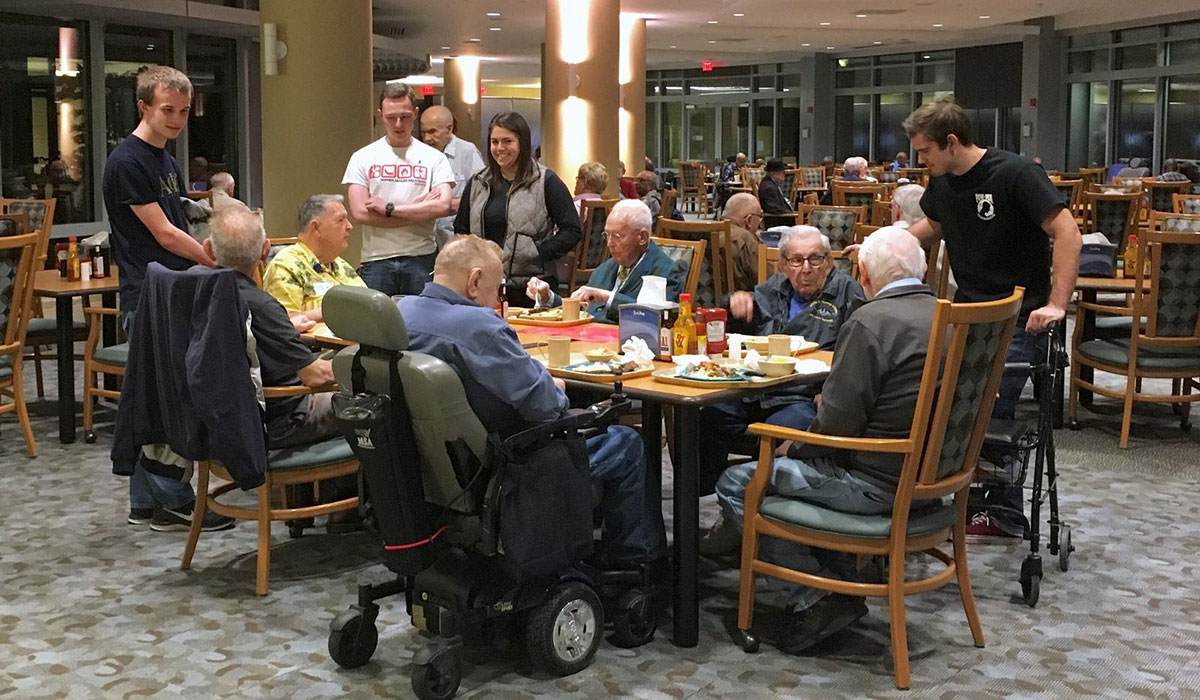 Students volunteering at Armed Forces Retirement Home