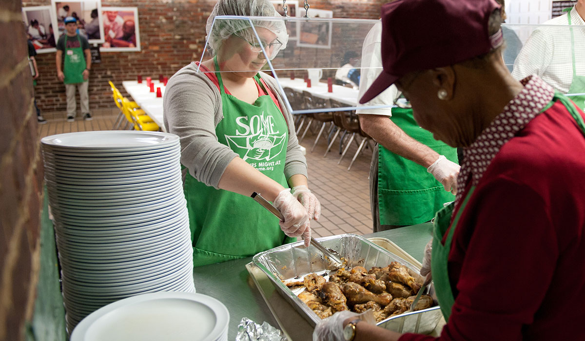 Student preparing food